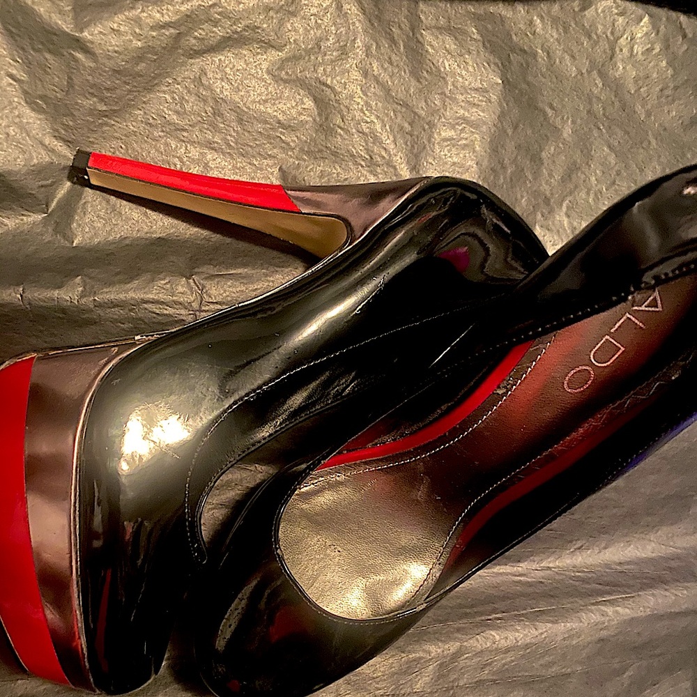 Aldo Red Silver and Black platform heels